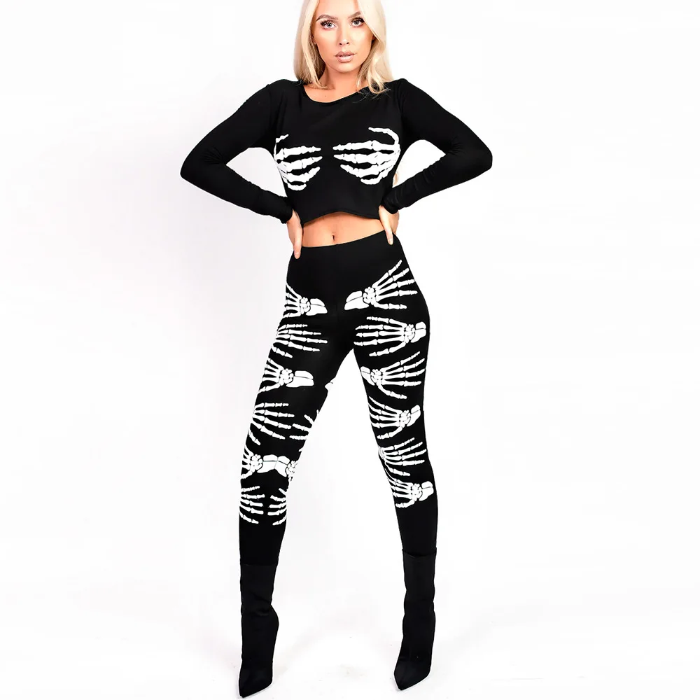 New ladies fashion nightclub sexy knitted print pattern round neck long-sleeved top Slim pants suit Halloween dress up suit
New ladies fashion nightclub sexy knitted print pattern round neck long-sleeved top Slim pants suit Halloween dress up suit