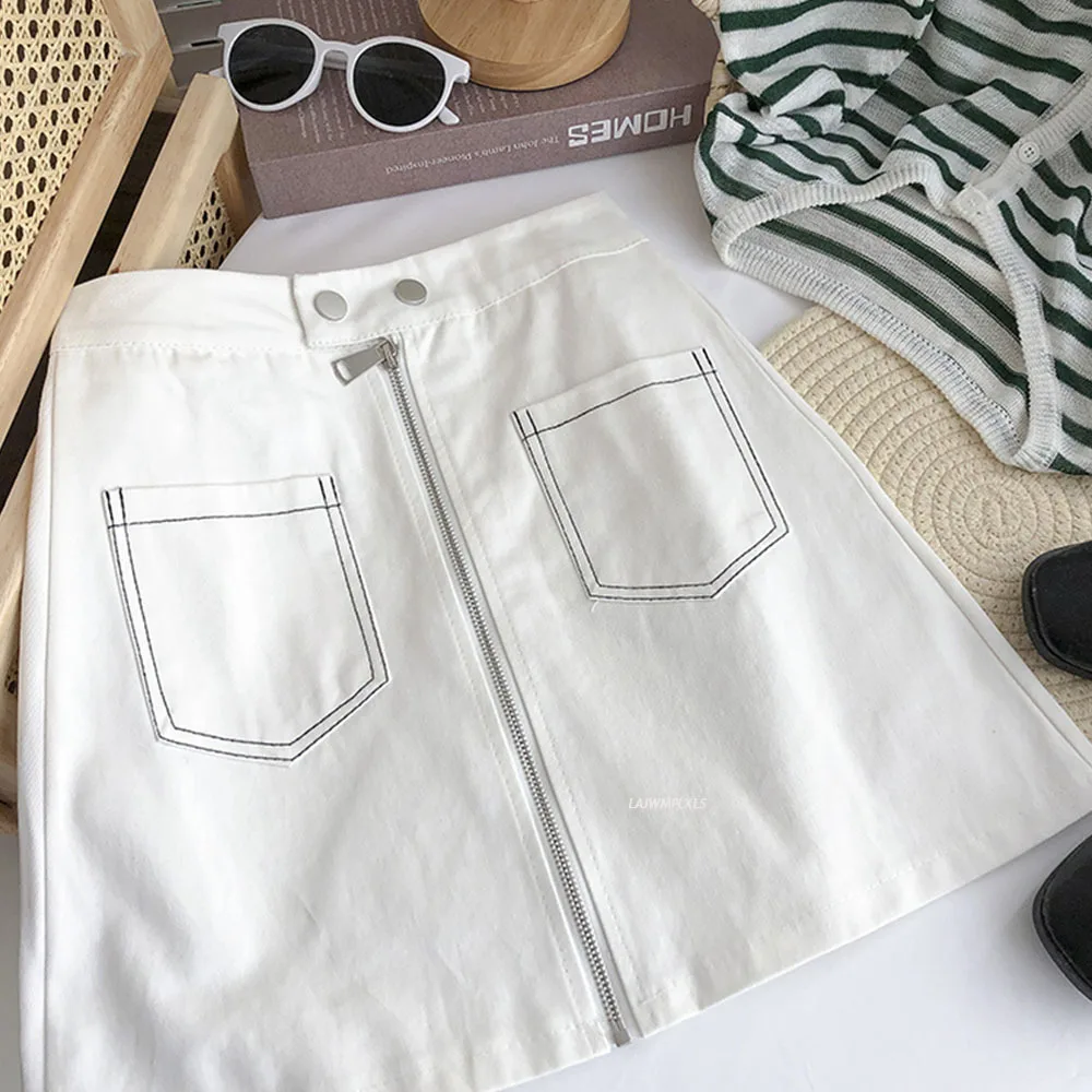 Pockets Zippers High Waist Skirt Women Single Breasted Casual A-Line 2021 Summer Korean Fashion Mini Skirts
Pockets Zippers High Waist Skirt Women Single Breasted Casual A-Line 2021 Summer Korean Fashion Mini Skirts