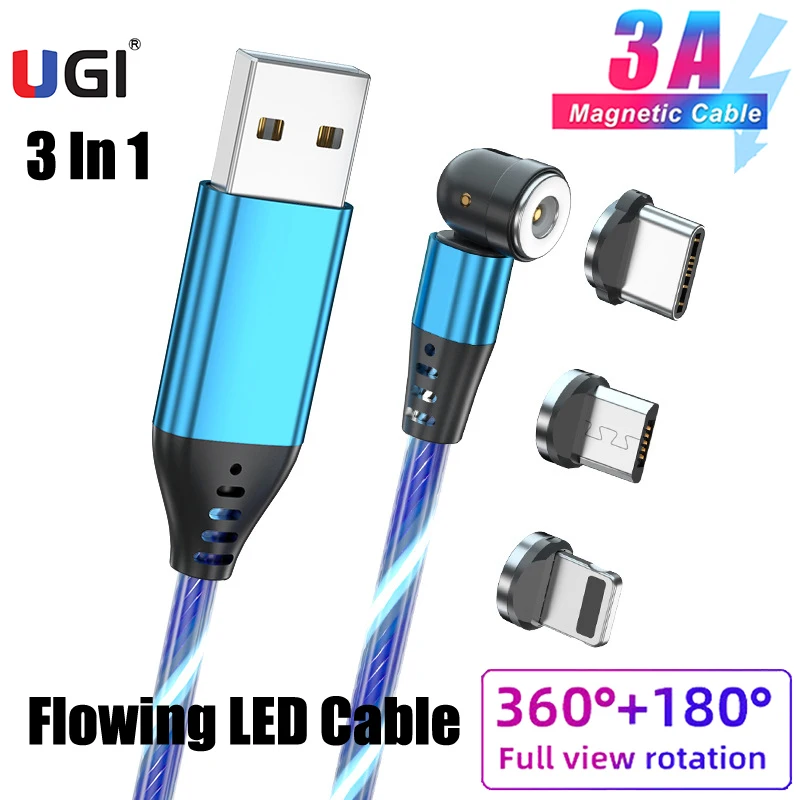 UGI 540° Rotate Magnetic Cable 3A Fast Charging Cable Flowing Light LED Luminous Mobile Type C USB C Micro USB Cable For iPhone
UGI 540° Rotate Magnetic Cable 3A Fast Charging Cable Flowing Light LED Luminous Mobile Type C USB C Micro USB Cable For iPhone