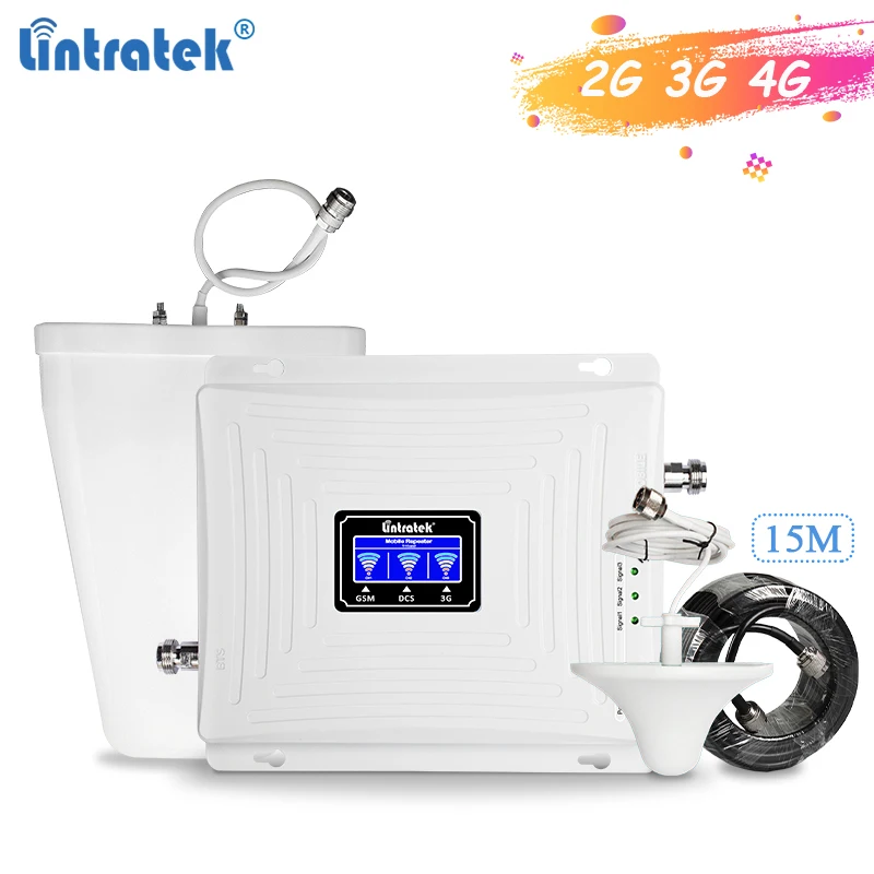 Усилитель сигнала Lintratek Triband 900 1800 2100 МГц GSM репитер 3G 4G LTE усилитель Mobiel для