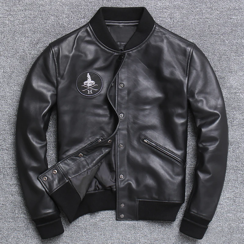 Sheepskin Jacket Men's Baseball Jersey Genuine Sheepskin Motorcycle Leather Jacket Spring Autumn Jacket
Sheepskin Jacket Men's Baseball Jersey Genuine Sheepskin Motorcycle Leather Jacket Spring Autumn Jacket