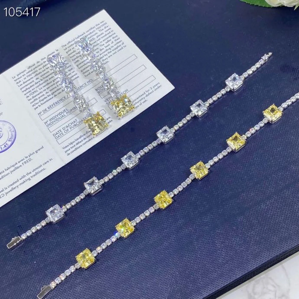Trendy 100% 925 Sterling Silver Geometric Full Carbon Diamond Tennis Bracelets for Women Party Wedding Silver 925 Charm Bracelet
Trendy 100% 925 Sterling Silver Geometric Full Carbon Diamond Tennis Bracelets for Women Party Wedding Silver 925 Charm Bracelet