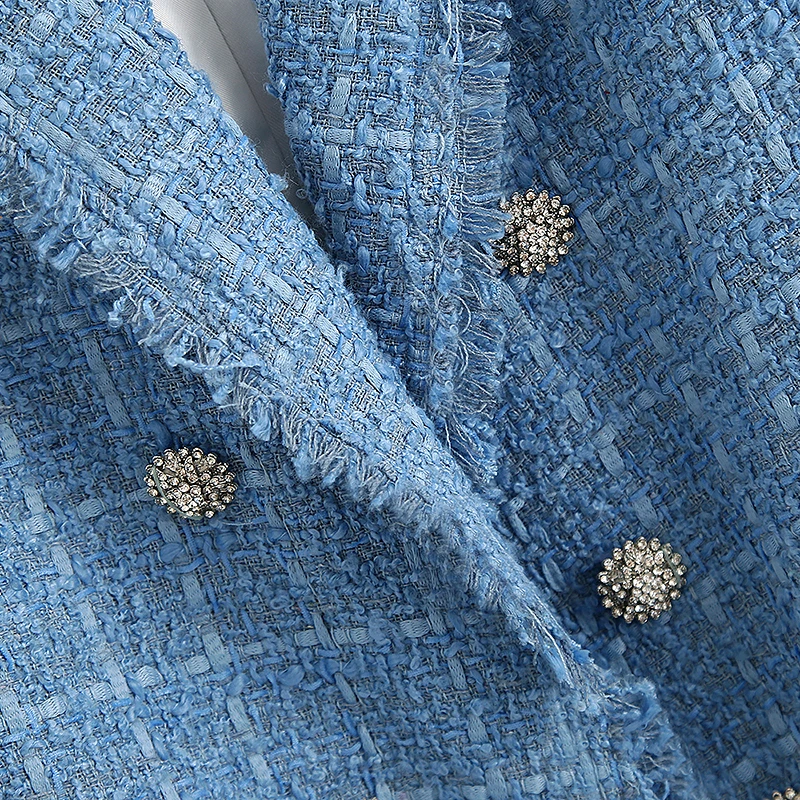 vintage double breasted blue tweed blazers coat women 2020 fashion plaid tassel ladies outerwear casual casaco femme
vintage double breasted blue tweed blazers coat women 2020 fashion plaid tassel ladies outerwear casual casaco femme