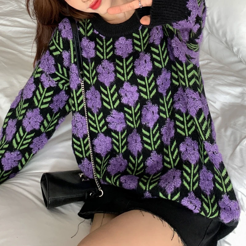 Floral sweater women's pullovers loose Korea outer jacket lazy autumn winter thick sweater female pullver Embroidery jumper
Floral sweater women's pullovers loose Korea outer jacket lazy autumn winter thick sweater female pullver Embroidery jumper