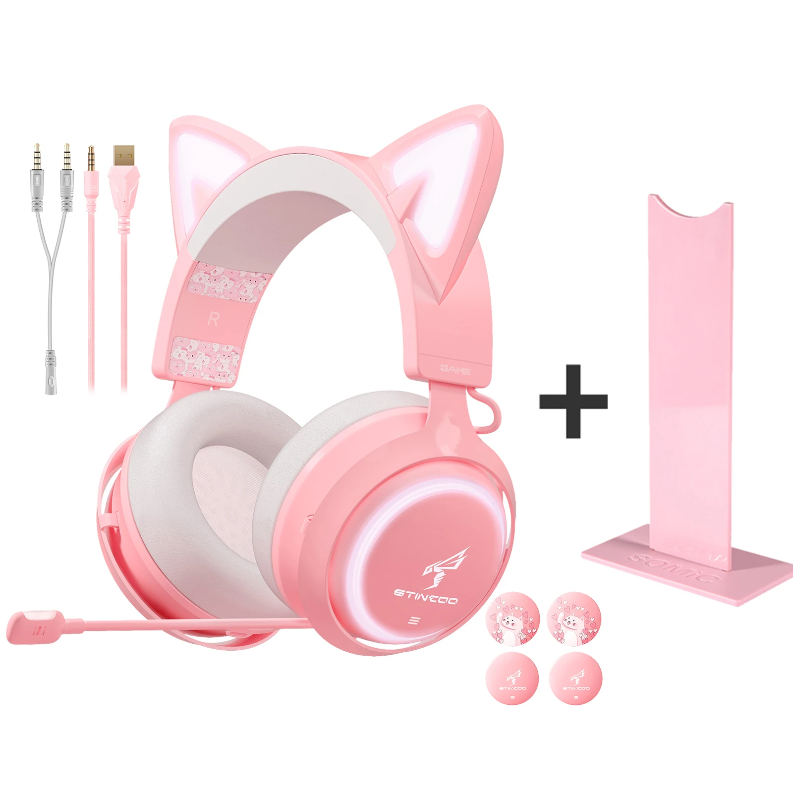 

SOMIC GS510 3.5MM Gaming Wired Headset Helmets with Cable Micphone Earphone Pink Headphone for PS5/PS4/PC/Phone Cellular Gamer