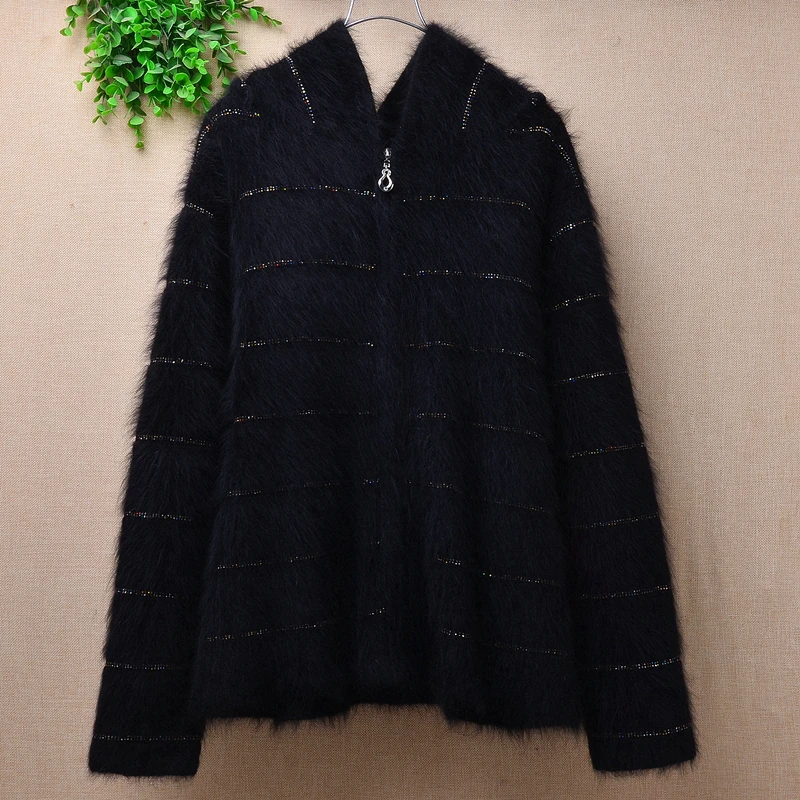 ladies women fashion black winter thick warm mink cashmere knitted long sleeves zipper hooded loose cardigan angora fur coat top
ladies women fashion black winter thick warm mink cashmere knitted long sleeves zipper hooded loose cardigan angora fur coat top