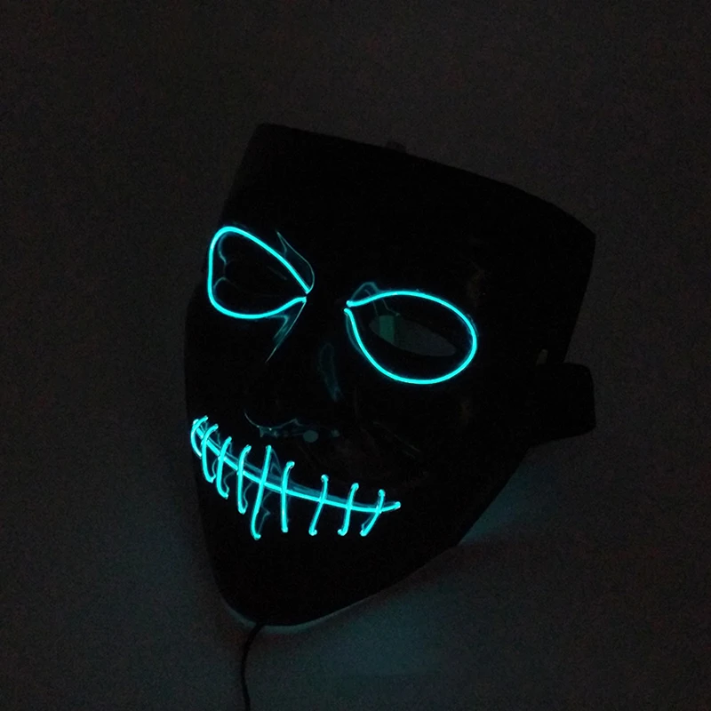Новый Хэллоуин Рот Призрак маска ужаса пугающая EL холодный свет светящаяся