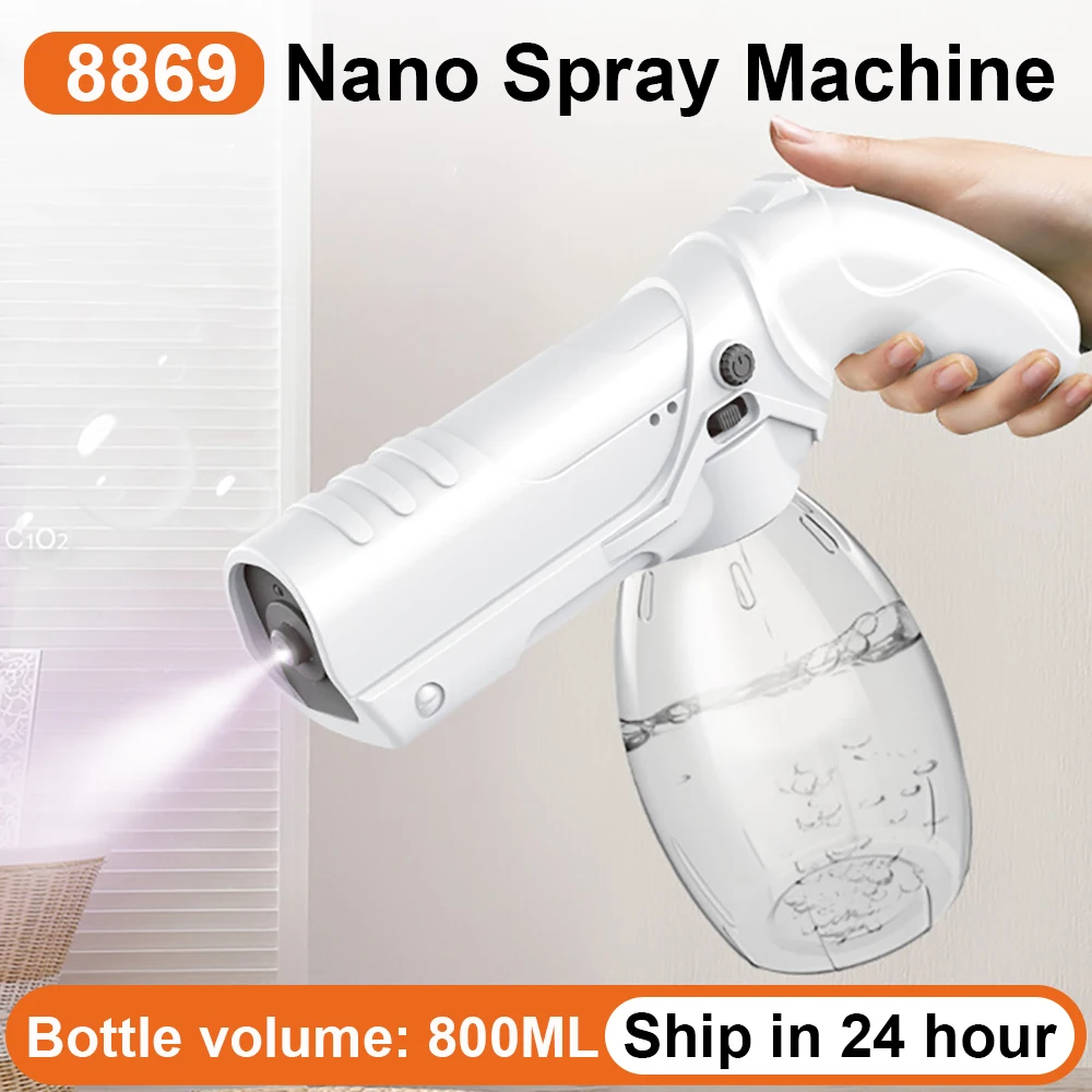 Nano Spray Machine Wireless Electric Sanitizer 800ML Sprayer Disinfects Blue Light Steam Spray Gun For Factory Home Office
Nano Spray Machine Wireless Electric Sanitizer 800ML Sprayer Disinfects Blue Light Steam Spray Gun For Factory Home Office