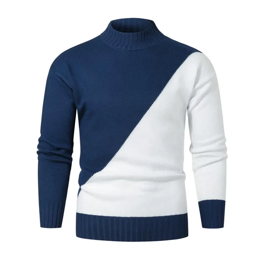 Sweater Men Fashion Autumn Winter Mens Clothes Stand Collar Fashion Jumpers Color Stitching Warmer Knitted Pullover Mens Sweater 
Sweater Men Fashion Autumn Winter Mens Clothes Stand Collar Fashion Jumpers Color Stitching Warmer Knitted Pullover Mens Sweater
