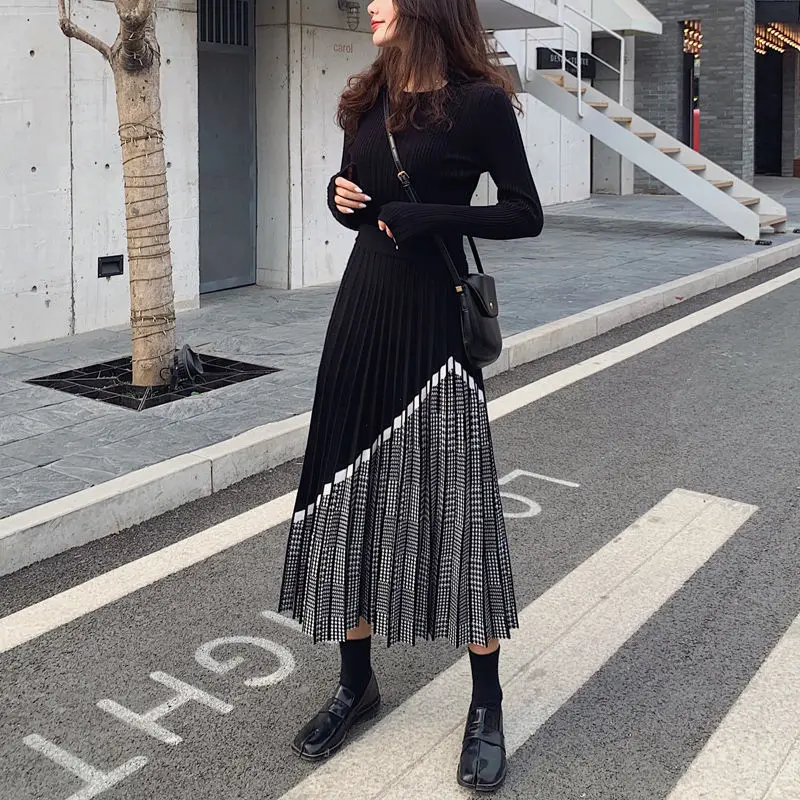 Winter Women's Fashion Houndstooth Midi Skirt Female High Waist Pleated Knitted Thick Black Warm Popular All-match Skirts W31
Winter Women's Fashion Houndstooth Midi Skirt Female High Waist Pleated Knitted Thick Black Warm Popular All-match Skirts W31