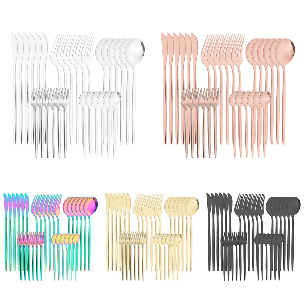 30pcs Western Portuguese Cutlery Set Stainless Steel Knife Fork Spoon Dessert Coffee Spoon Fruit Fork Spoon Dinnerware Sets
30pcs Western Portuguese Cutlery Set Stainless Steel Knife Fork Spoon Dessert Coffee Spoon Fruit Fork Spoon Dinnerware Sets