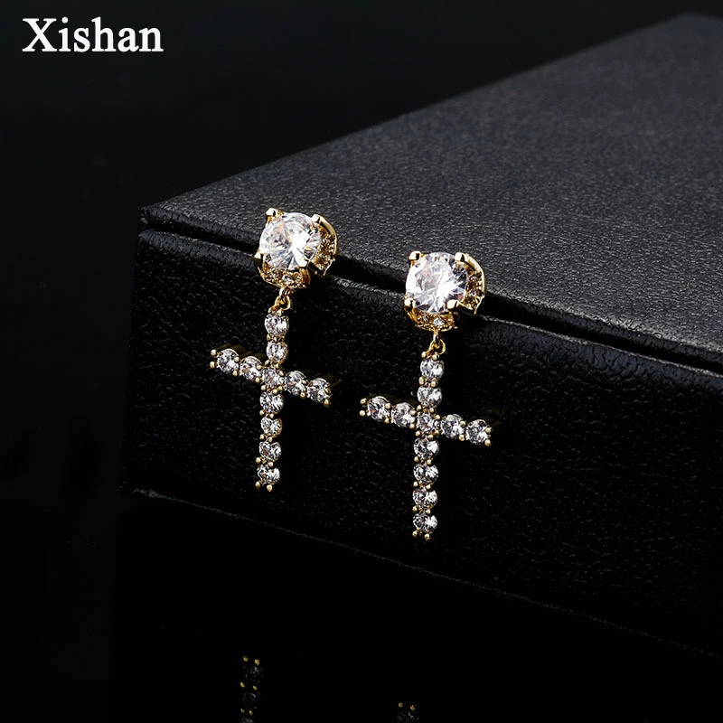 Женские серьги-гвоздики в форме Креста, золотистые серьги в стиле хип-хоп с белым наполнителем из камня, ювелирные изделия, серьги-гвоздики ... 
Женские серьги-гвоздики в форме Креста, золотистые серьги в стиле хип-хоп с белым наполнителем из камня, ювелирные изделия, серьги-гвоздики ...