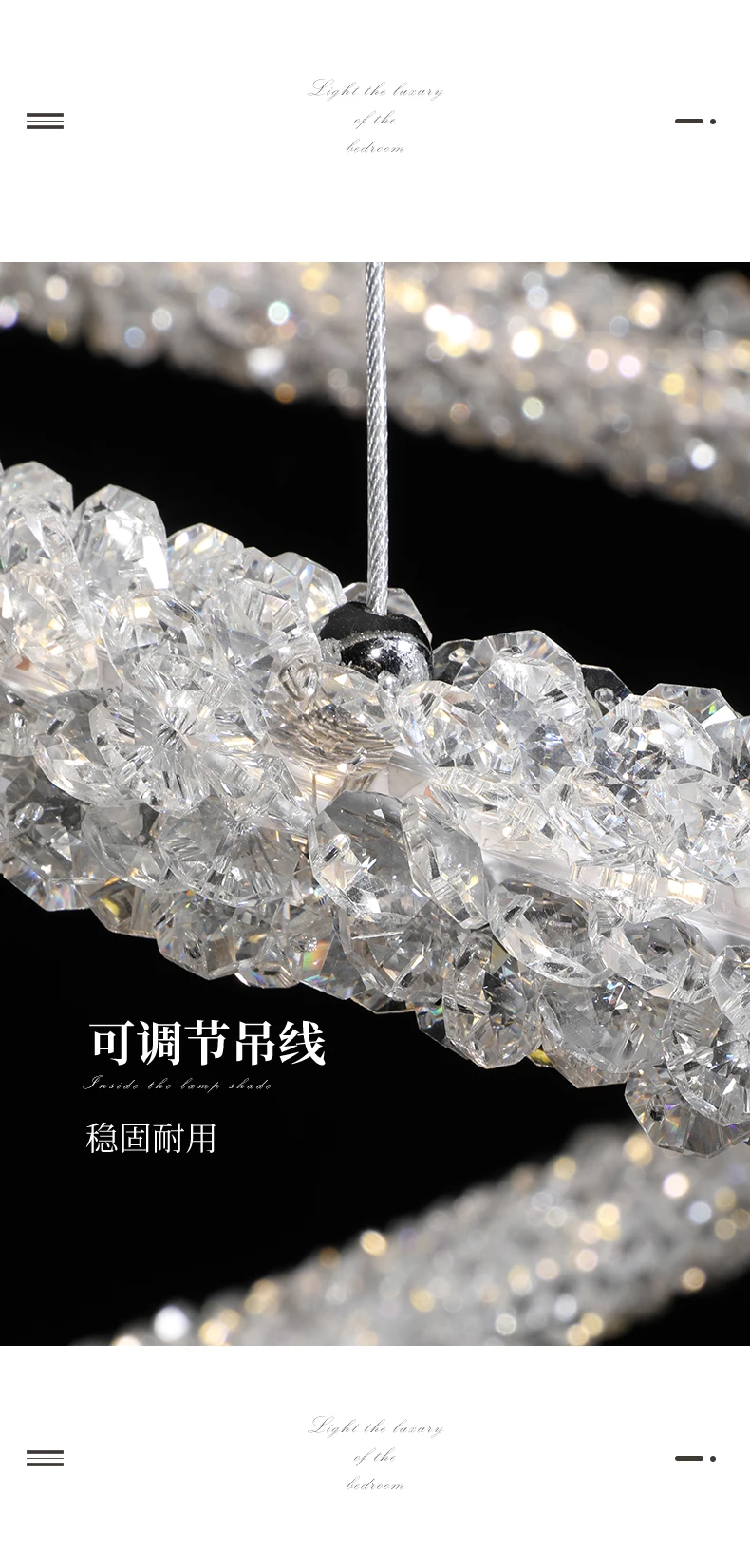 Light luxury crystal chandelier living room round designer double ring lamps postmodern creative art dining room lighting
Light luxury crystal chandelier living room round designer double ring lamps postmodern creative art dining room lighting
