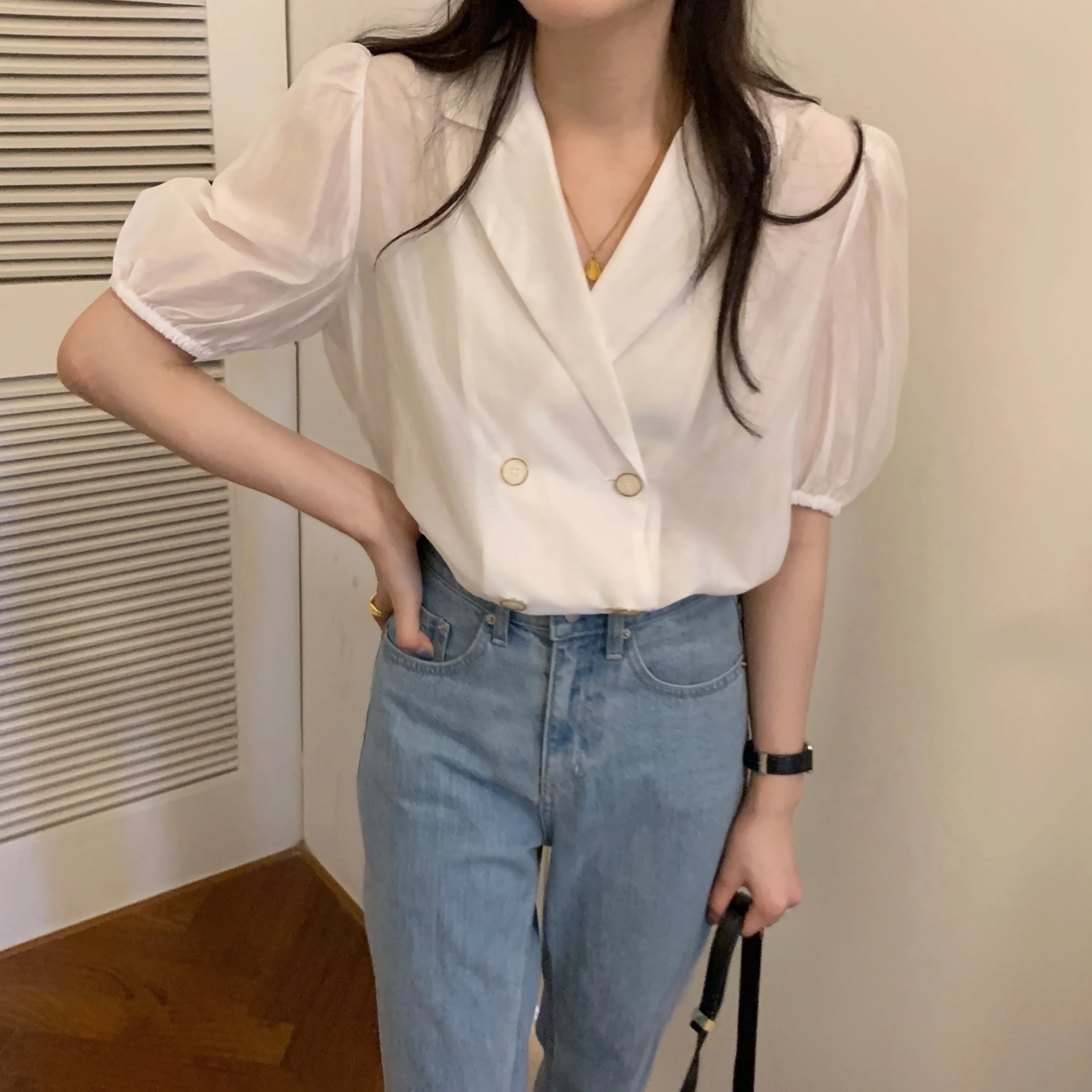 Summer Women Fashion Elegant Solid Double Breasted Casual Shirts Vintage Turn-down Collar Button High Street Top Shirts
Summer Women Fashion Elegant Solid Double Breasted Casual Shirts Vintage Turn-down Collar Button High Street Top Shirts