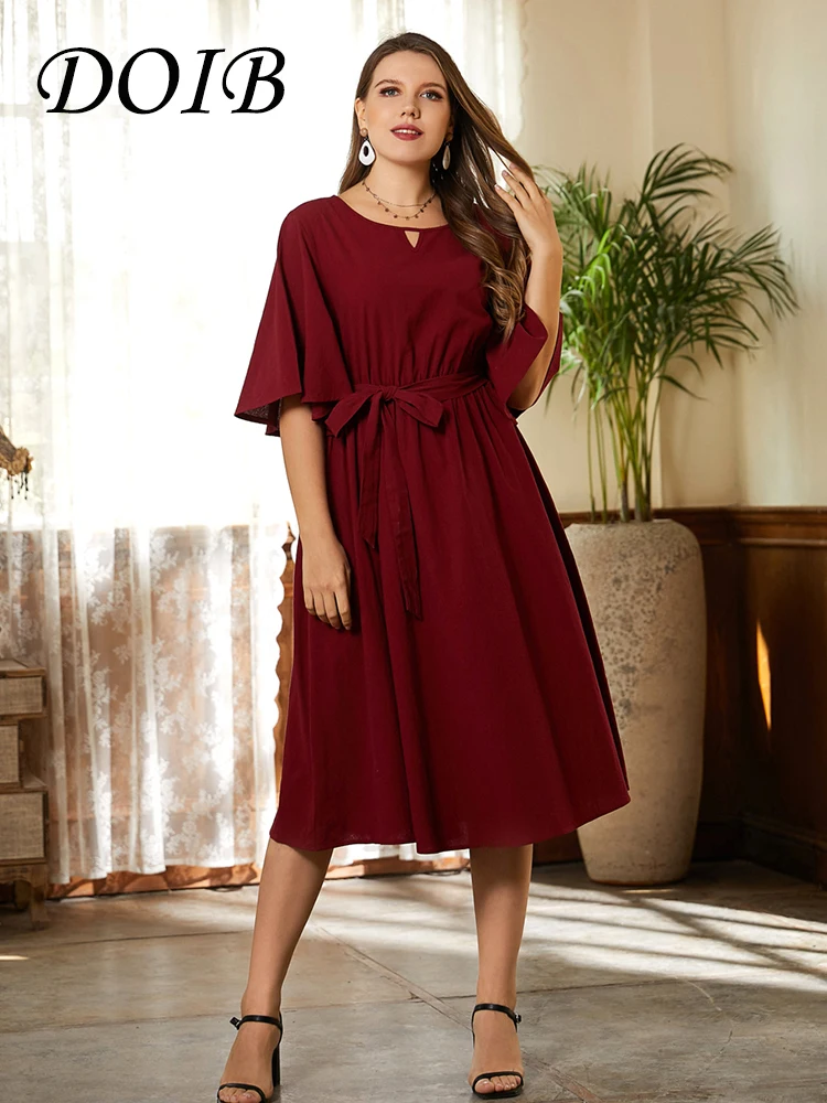 DOIB Women Large Size Dress Short Sleeve O Neck Oversize Desses Plus Size Female Dress 2021 Summer Sashes Sleeveless Dress
DOIB Women Large Size Dress Short Sleeve O Neck Oversize Desses Plus Size Female Dress 2021 Summer Sashes Sleeveless Dress