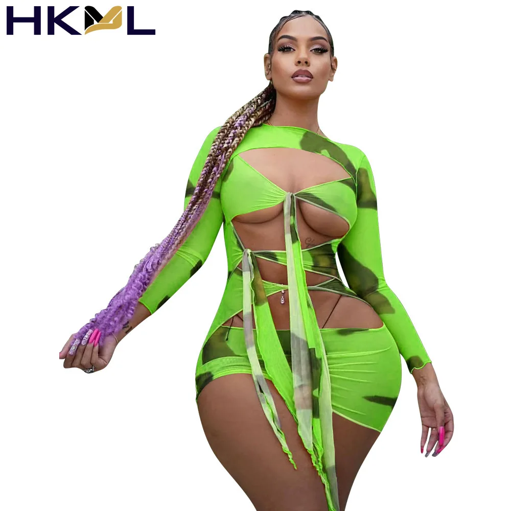 Women Mini Dress Tie Dye Full Sleeve Bandage Hollow Out Stretchy Bodycon Skinny Dresses Sexy Fashion Outfit 2021 Summer
Women Mini Dress Tie Dye Full Sleeve Bandage Hollow Out Stretchy Bodycon Skinny Dresses Sexy Fashion Outfit 2021 Summer