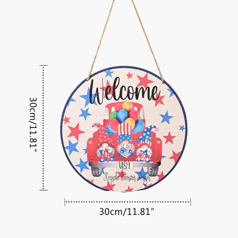 American Patriotic Element Gnome Print Round Wooden Dwarf Front Door Hanger July of 4th Independence Day Decor Entryway
American Patriotic Element Gnome Print Round Wooden Dwarf Front Door Hanger July of 4th Independence Day Decor Entryway