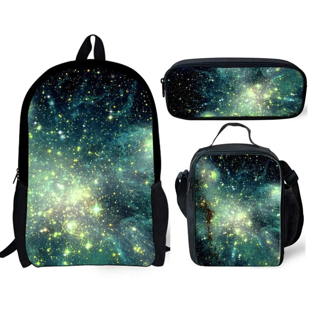 

Красочные школьные ранцы с 3D принтом звездного неба для мальчиков и девочек, 3 шт./компл., портфель для начальной школы, детские сумки через п...