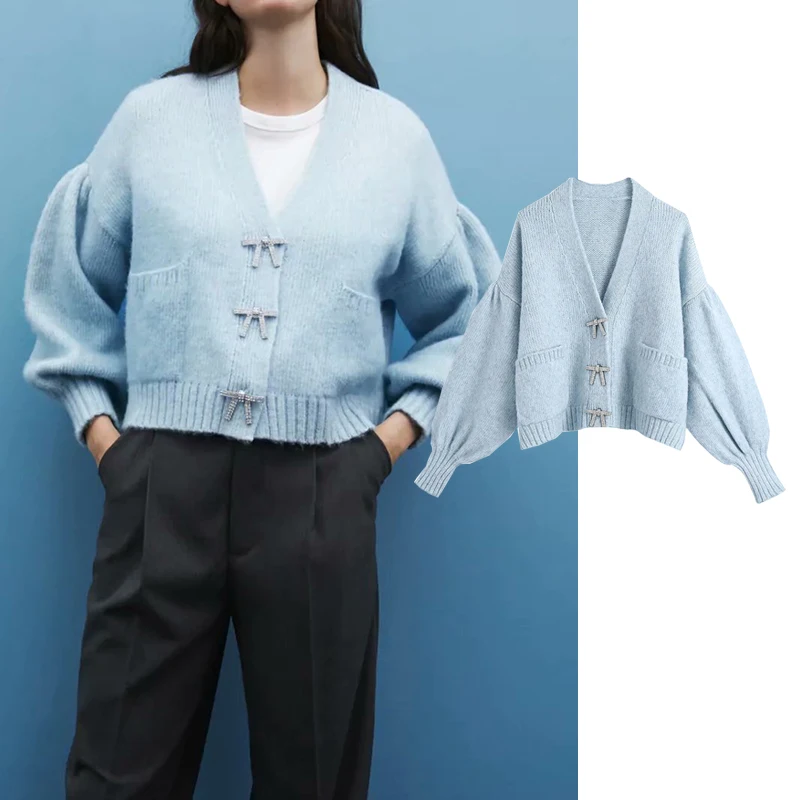 ZA 2020 new Autumn Winter Women Butterfly button knitting Coat V-Neck knitted sweater Single-breasted Cardigan sweater
ZA 2020 new Autumn Winter Women Butterfly button knitting Coat V-Neck knitted sweater Single-breasted Cardigan sweater