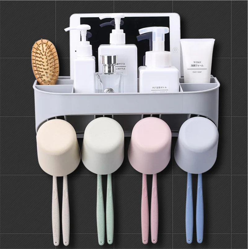 New Toothbrush Holder Automatic Toothpaste Dispenser With Cup Wall Mount Toiletries Storage Rack Bathroom Accessories Set
New Toothbrush Holder Automatic Toothpaste Dispenser With Cup Wall Mount Toiletries Storage Rack Bathroom Accessories Set