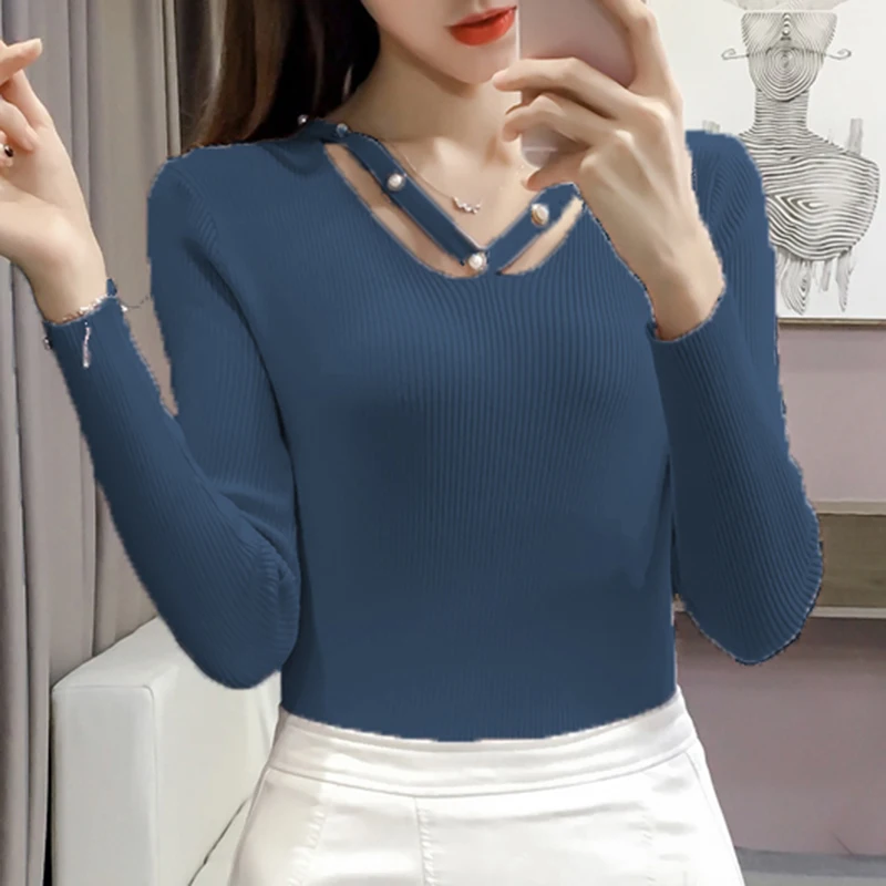 Long Sleeve V-Neck Knitted Sweaters Women Korean Slim Thin Ladies Sweater Spring Autumn White Elasticity Soft Sueters De Mujer
Long Sleeve V-Neck Knitted Sweaters Women Korean Slim Thin Ladies Sweater Spring Autumn White Elasticity Soft Sueters De Mujer