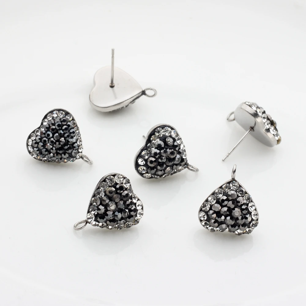 Stainless Steel Black Soft Ceramic Heart-shaped Inlaid Crystal Earrings Connector Charms 6pcs/lot For DIY Earrings Making Craft
Stainless Steel Black Soft Ceramic Heart-shaped Inlaid Crystal Earrings Connector Charms 6pcs/lot For DIY Earrings Making Craft