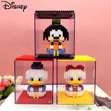 Disney Mickey Mouse Building Blocks Donald Duck Model Toys Anime Cartoon Character Childrens Kid Transparent Display Box Gift