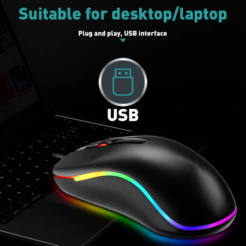 Светодиодный мышка с подсветкой и клавиатура Gaming Keyboard USB Проводная радужного