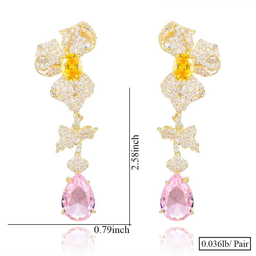 Siscathy Luxury Flower Long Drop Pendant Earrings Trendy Full Mirco Paved Microl Zircon Naija Wedding Earring Fashion Jewelry
Siscathy Luxury Flower Long Drop Pendant Earrings Trendy Full Mirco Paved Microl Zircon Naija Wedding Earring Fashion Jewelry