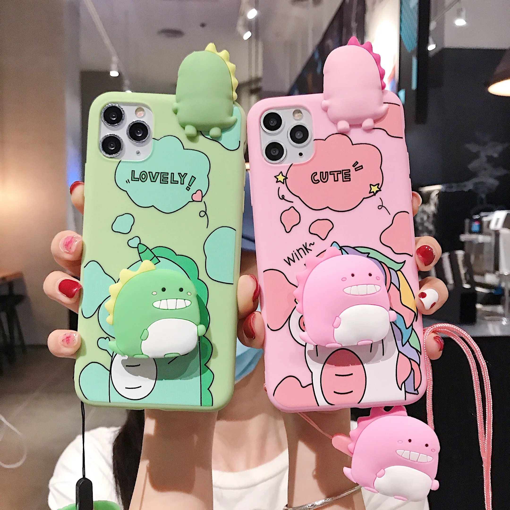3D Cute Cartoon Dinosaur Bracket Rope Case for Samsung Note 10 S10 Plus S9 S8 J2 J4 J6 J5 J7 M10 M20 Silicone Soft TPU Back Case
3D Cute Cartoon Dinosaur Bracket Rope Case for Samsung Note 10 S10 Plus S9 S8 J2 J4 J6 J5 J7 M10 M20 Silicone Soft TPU Back Case