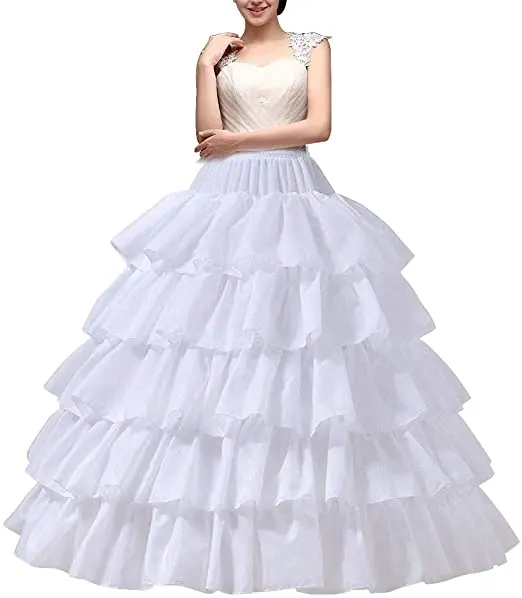 

Women's Crinoline Petticoat 4 Hoop Skirt 5 Ruffles Layers Ball Gown Half Slips Underskirt for Wedding Bridal Dress