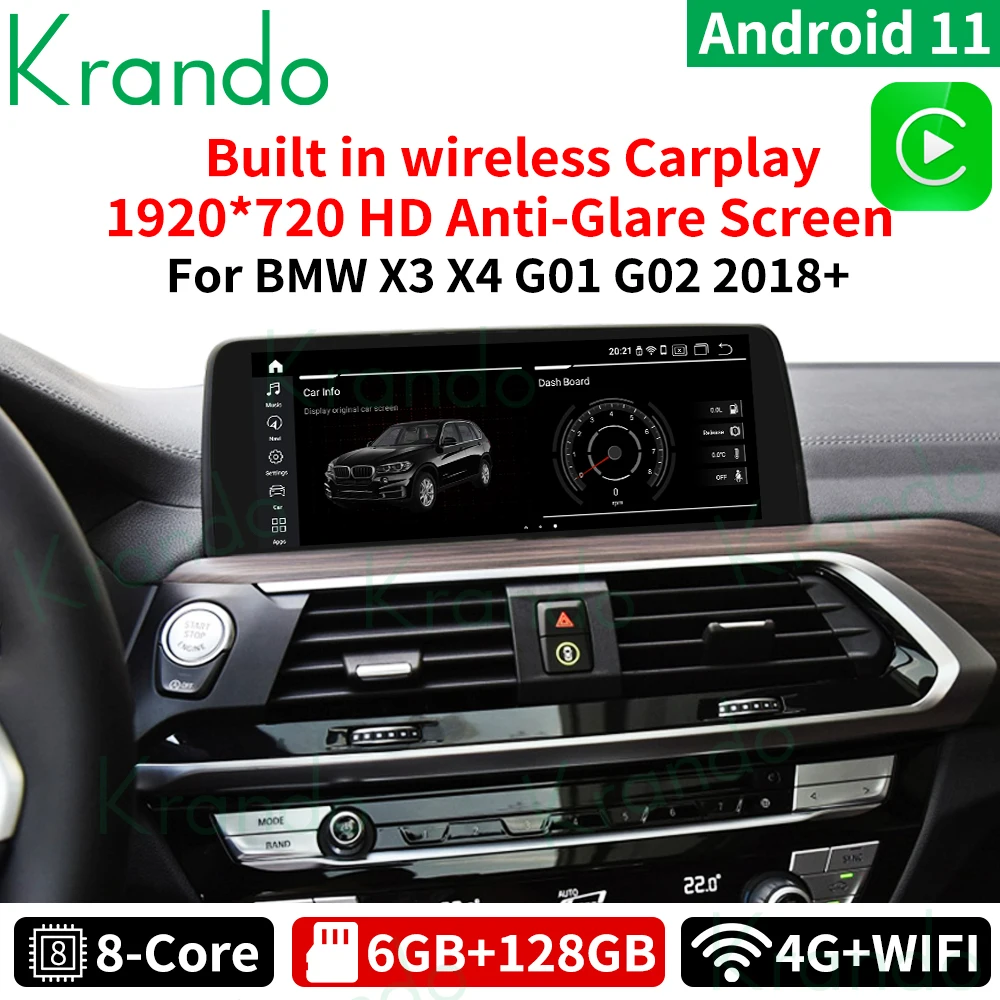 Автомобильный радиоприемник-навигатор Krando 10,25 дюймов Android 11 для BMW X3 X4 G01 G02 2018 + EVO Audio, мультимедийный плеер, головное устройство
Автомобильный радиоприемник-навигатор Krando 10,25 дюймов Android 11 для BMW X3 X4 G01 G02 2018 + EVO Audio, мультимедийный плеер, головное устройство