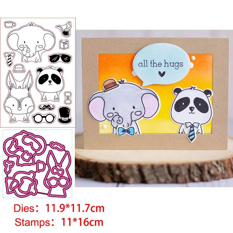 Animal Elephant Rabbit Panda Clear Stamps and Metal Cutting Dies DIY Scrapbooking Paper Photo Album Crafts Seal Punch Stencils
Animal Elephant Rabbit Panda Clear Stamps and Metal Cutting Dies DIY Scrapbooking Paper Photo Album Crafts Seal Punch Stencils