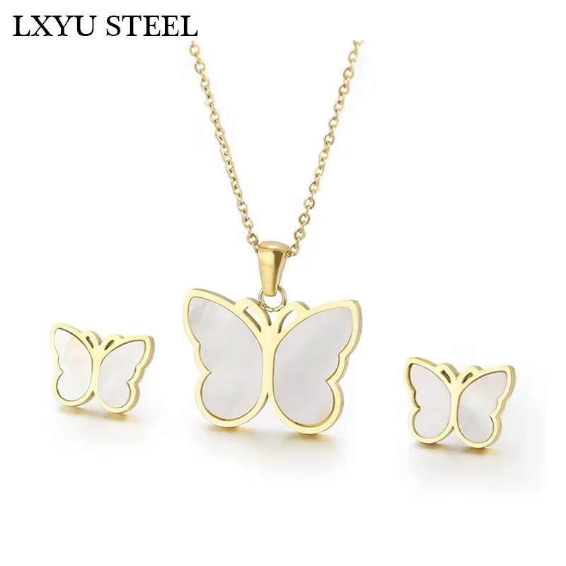Shell Butterfly Earrings Pendant Necklaces Set Sweet Style Stainless Steel Chain Butterfly Jewelry Set
Shell Butterfly Earrings Pendant Necklaces Set Sweet Style Stainless Steel Chain Butterfly Jewelry Set