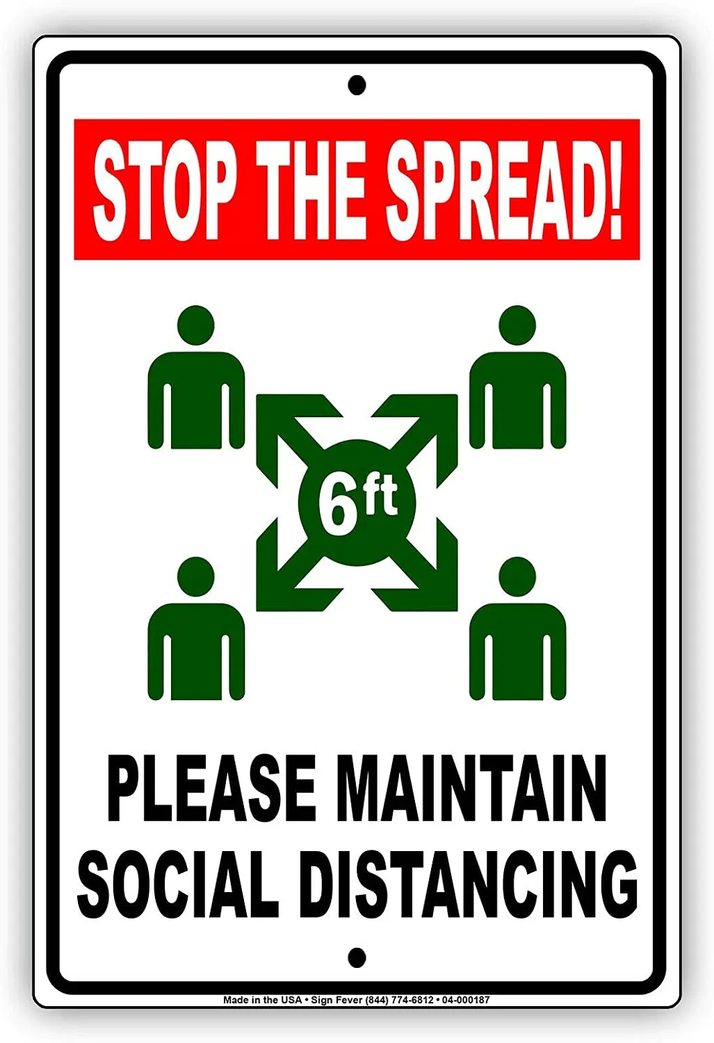 Afterprints Please Maintain Proper Social Distancing Stop The Spread Helps Keep Your Business Safe Aluminum Metal Sign 12"x8"
Afterprints Please Maintain Proper Social Distancing Stop The Spread Helps Keep Your Business Safe Aluminum Metal Sign 12"x8"