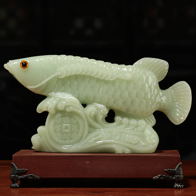 Jade Gold Arowana Ornaments Fortune Crafts Living Room Wine Cabinet TV Cabinet Decorations Housewarming Shop
Jade Gold Arowana Ornaments Fortune Crafts Living Room Wine Cabinet TV Cabinet Decorations Housewarming Shop