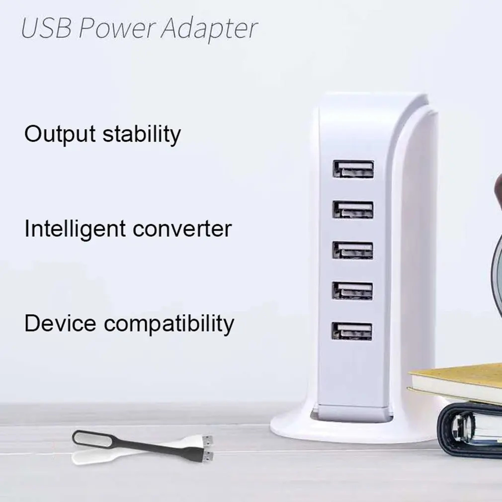 48W 5V / 2.4A Fast Charging 5-port USB Mobile Phone Charger Travel Smart LED Digital Display Charger With Stand Support
48W 5V / 2.4A Fast Charging 5-port USB Mobile Phone Charger Travel Smart LED Digital Display Charger With Stand Support