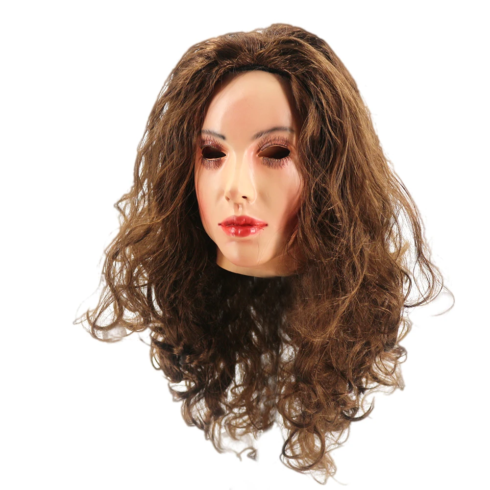 Реалистичная латексная маска для женщин женская лица на Хэллоуин с париком
