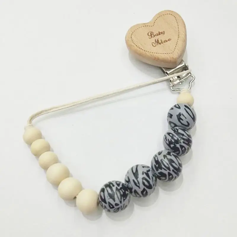 Baby Wood Pacifier Clip Dummy Chain Nipple Holder Infant Teether Soother Toys
