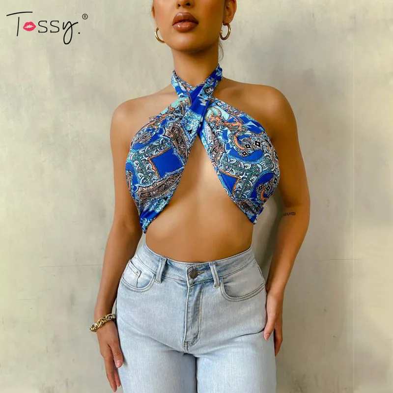 Tossy Paisley Print Halter Crop Top Sexy Wrap Bandage Backless Party Clubwear Vintage Bandana Streetwear All-match Camisole
Tossy Paisley Print Halter Crop Top Sexy Wrap Bandage Backless Party Clubwear Vintage Bandana Streetwear All-match Camisole