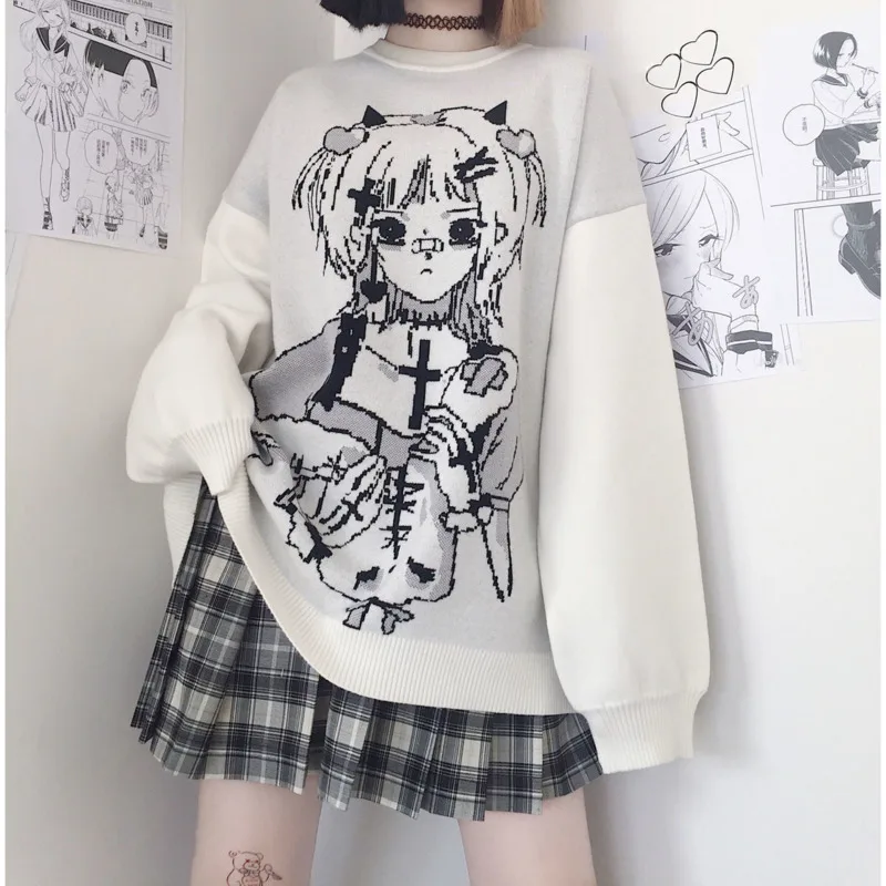 Women's blouse ladies oversize y2k aesthetic tops anime goth Korean pullovers fashion long winter goth clothes
Women's blouse ladies oversize y2k aesthetic tops anime goth Korean pullovers fashion long winter goth clothes