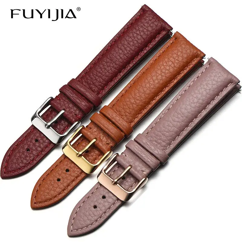 

FUYIJIA Universal Cowhide Strap Steel Pin Buckle Watch Band 12MM 14MM 16MM 18MM 20MM 22MM Brand Watchbands Genuine Leather Belt