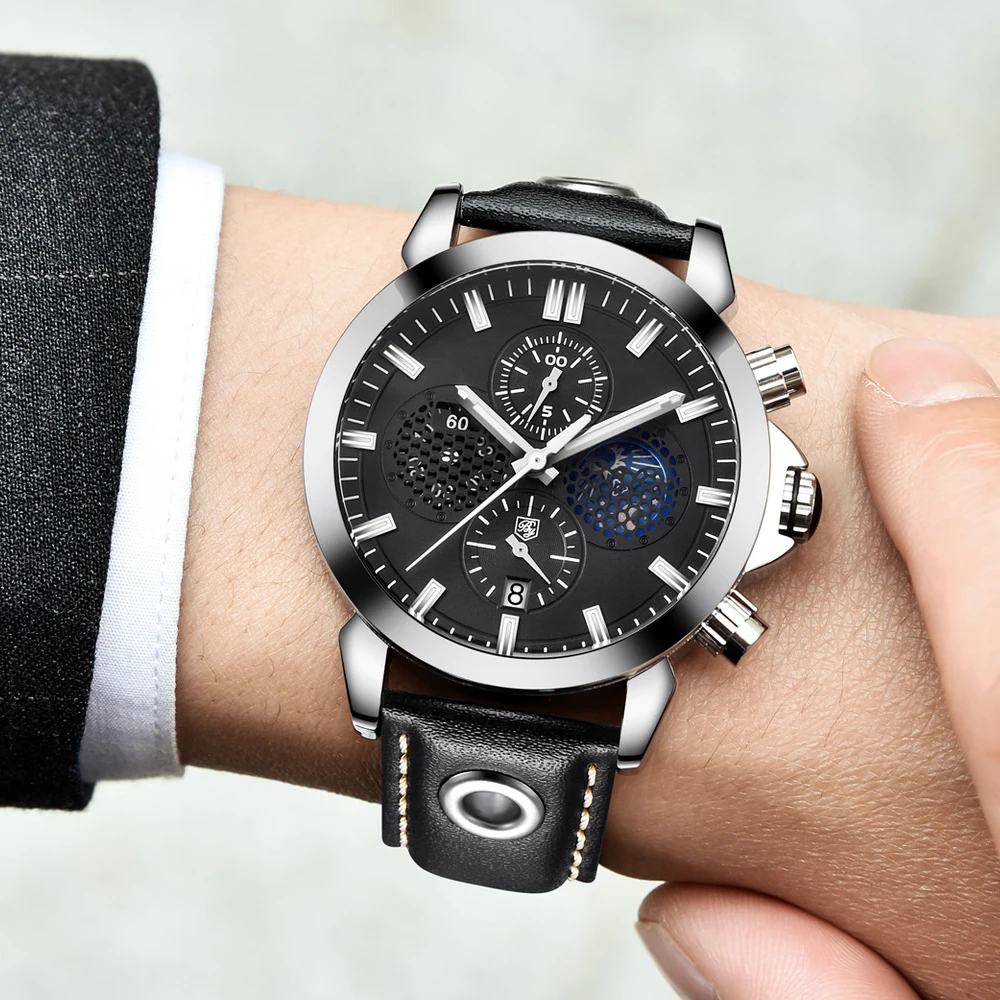 6 стрелок с календарем Мужские часы с хронографом кварцевый механизм Мужские наручные часы черный кожаный ремешок Пряжка часы A525
6 стрелок с календарем Мужские часы с хронографом кварцевый механизм Мужские наручные часы черный кожаный ремешок Пряжка часы A525