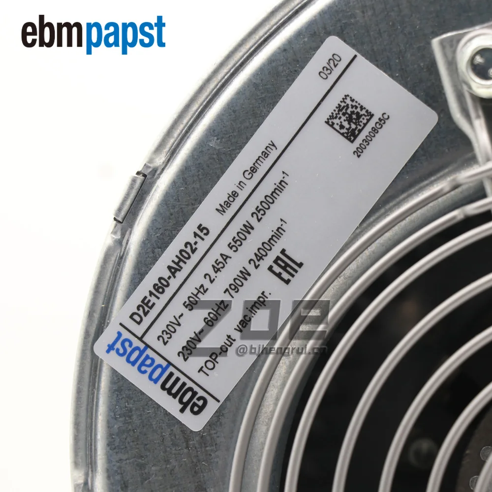 Ebmpapst D2E160-AH02-15 AC Centrifugal Fan 230V 2400RPM/2500RPM Forward Curved Dual Inlet with Housing Cooling Fans
Ebmpapst D2E160-AH02-15 AC Centrifugal Fan 230V 2400RPM/2500RPM Forward Curved Dual Inlet with Housing Cooling Fans