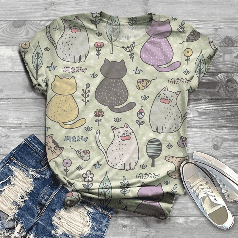 Funny animal 3D printed summer women's T-shirt, funny animal print short-sleeved summer T-shirt, colorful, large size optional
Funny animal 3D printed summer women's T-shirt, funny animal print short-sleeved summer T-shirt, colorful, large size optional