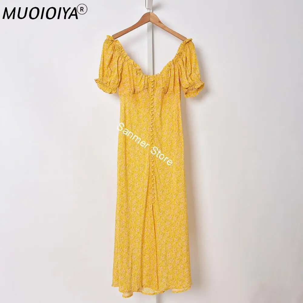 Women Puff Sleeve Mid-calf Dress Split Floral Printing Square Collar Short Sleeve Buttons Fungus Prairie Chic Ladies Long Dress
Women Puff Sleeve Mid-calf Dress Split Floral Printing Square Collar Short Sleeve Buttons Fungus Prairie Chic Ladies Long Dress