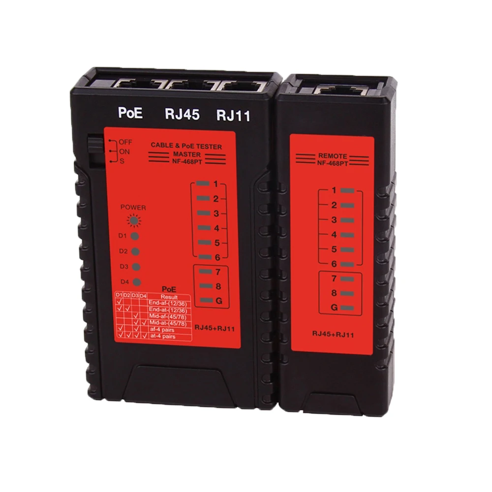 Тестер сетевого кабеля RJ45 RJ11 PoE инструмент для Тестирования кабелей Ethernet LAN