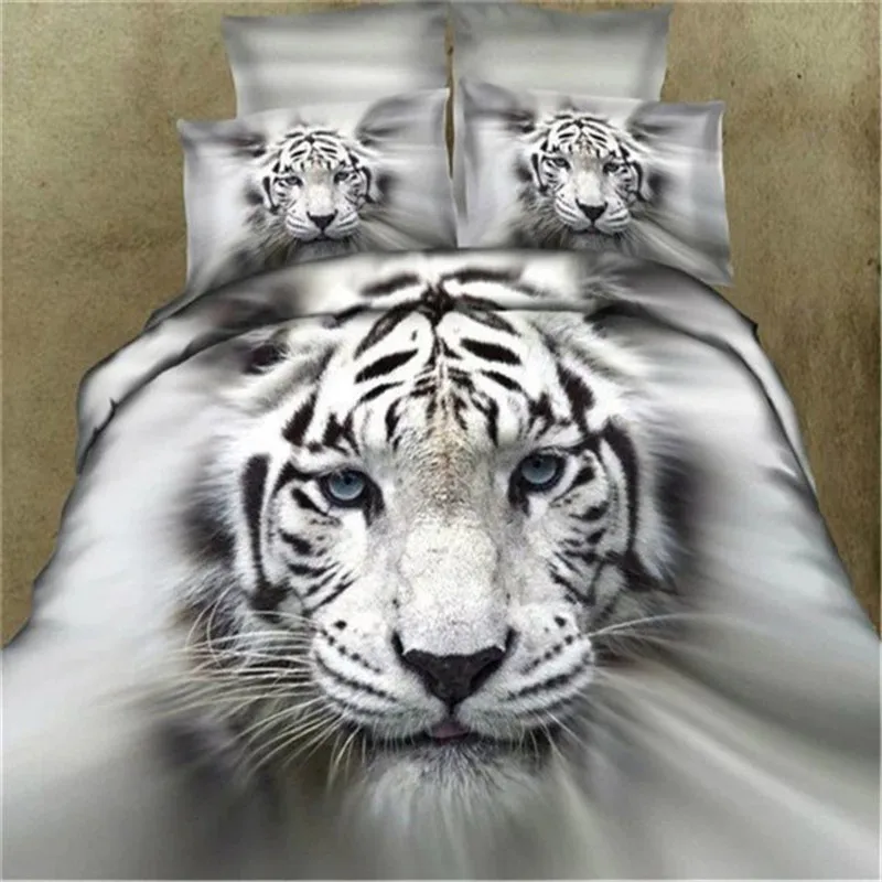 Фото Белый тигр детское одеяло/doona крышка набор король королева один размер Бутик