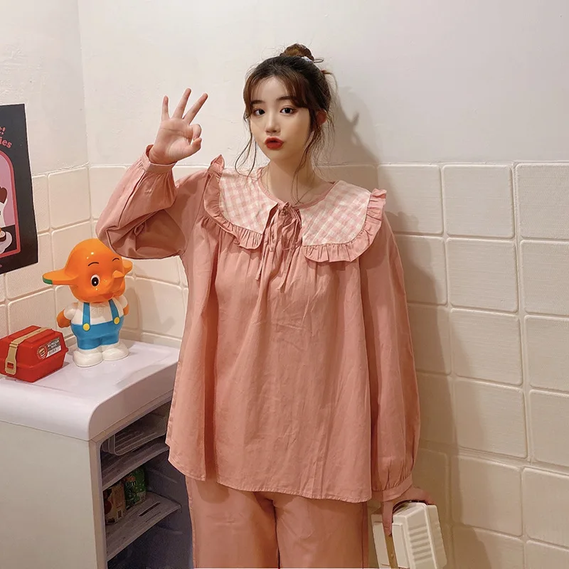 Women Pajama Set Sleepwear 2021 New Women's Spring / Autumn Simple Style Lace Up Loose Home Suit
Women Pajama Set Sleepwear 2021 New Women's Spring / Autumn Simple Style Lace Up Loose Home Suit