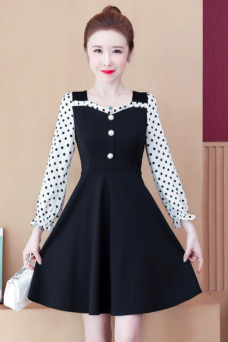 COIGARSAM 5XL Plus Size Patchwork Women one-piece dress korean Spring Polka Dot Flare Sleeve Dresses 6312
COIGARSAM 5XL Plus Size Patchwork Women one-piece dress korean Spring Polka Dot Flare Sleeve Dresses 6312